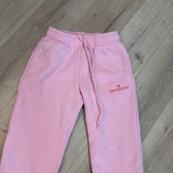 Pink Palm Puff small sweatpants small - Picture 2 of 3